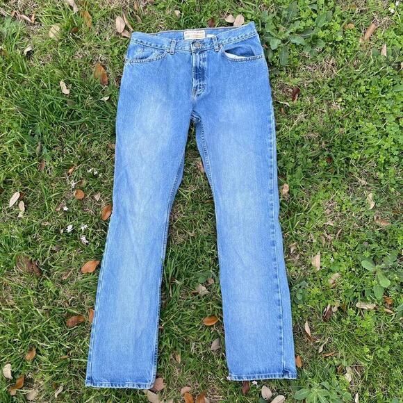 Vintage Y2K Old Navy Just‎ Below Waist Blue Straight Leg Denim Jeans Light Wash - Picture 1 of 6